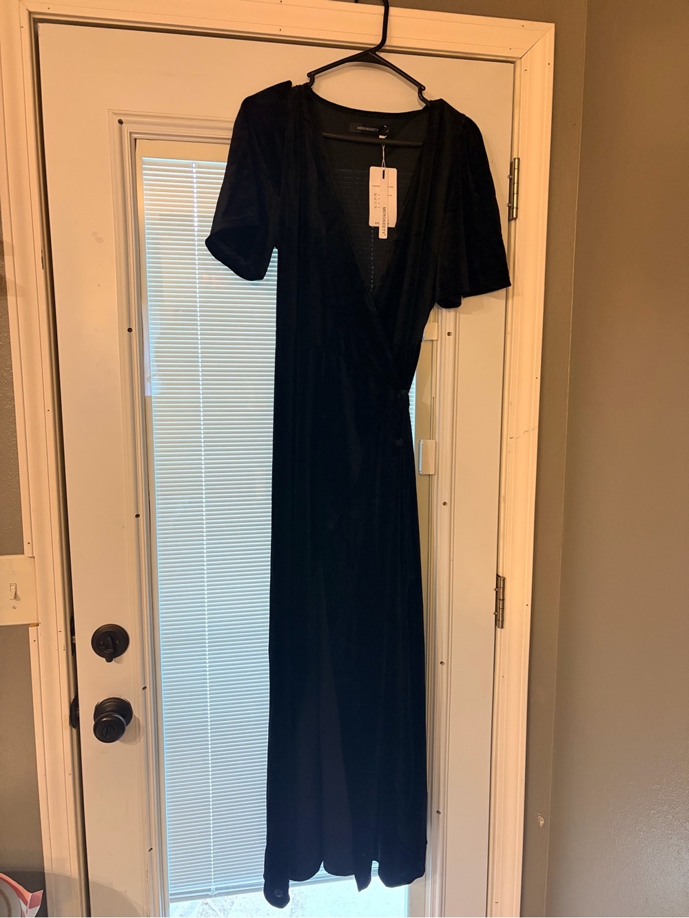 Black Velvet Wrap Maxi Dress